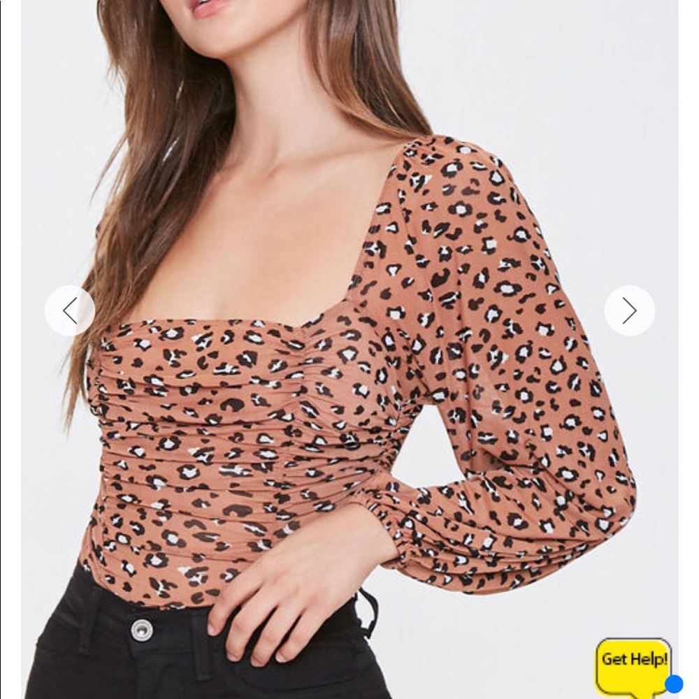 Forever 21 Ruched Leopard Print Bodysuit